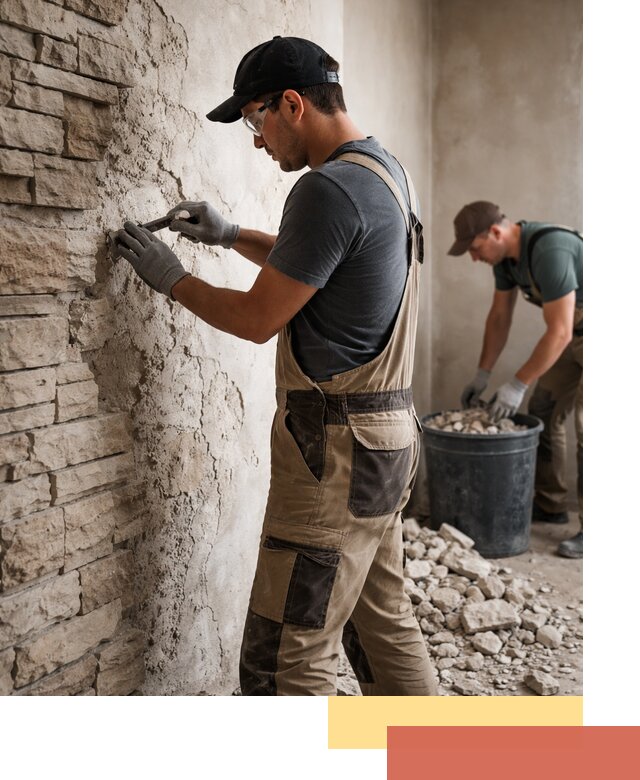 Демонтаж декоративного камня в Рассказово профессионально и безопасно