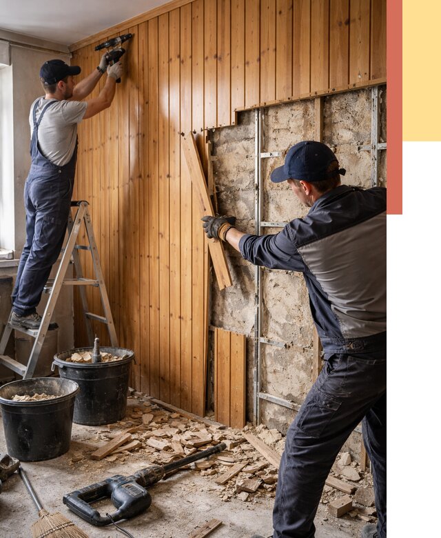 Демонтаж вагонки со стен в Рассказово от 1481 руб. — снятие, удаление, срочно | ОТДЕЛОЧНИК-Рсз