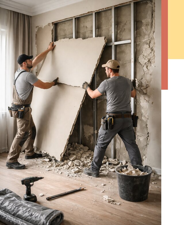 Демонтаж гипсокартона со стен в Рассказово от 358 руб. — услуги демонтажа | ОТДЕЛОЧНИК-Рсз