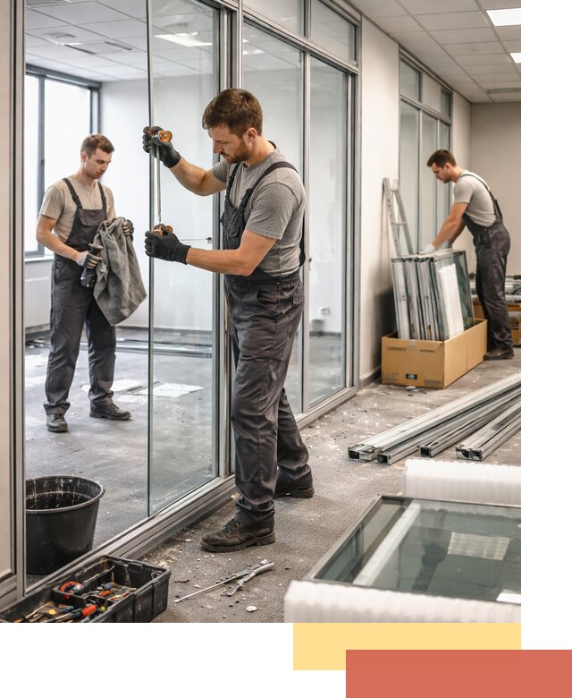 Демонтаж стеклянных перегородок в Рассказово быстро и безопасно