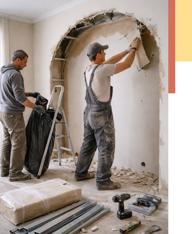 Демонтаж арки из гипсокартона в Рассказово от 3575 руб. — услуги под ключ | ОТДЕЛОЧНИК-Рсз