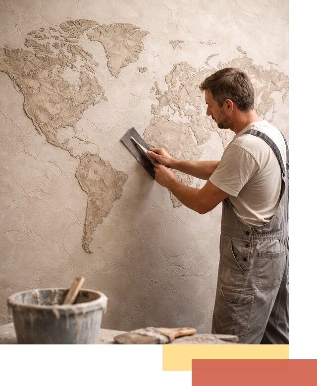 Декоративная штукатурка «Карта мира» под ключ в Рассказово