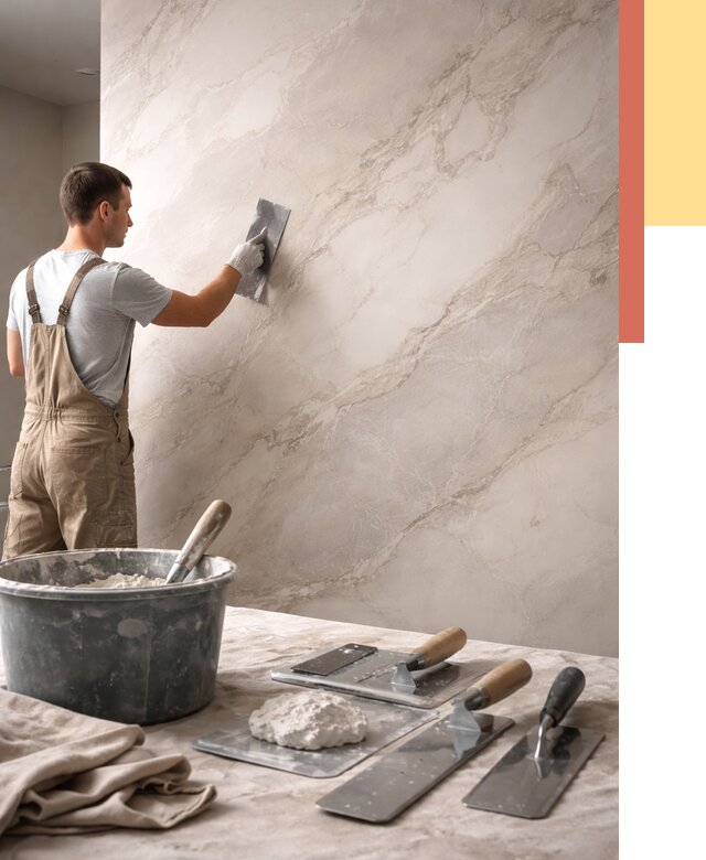 Декоративная штукатурка под мрамор в Рассказово от 2860 руб./м² — быстро и недорого | ОТДЕЛОЧНИК-Рсз