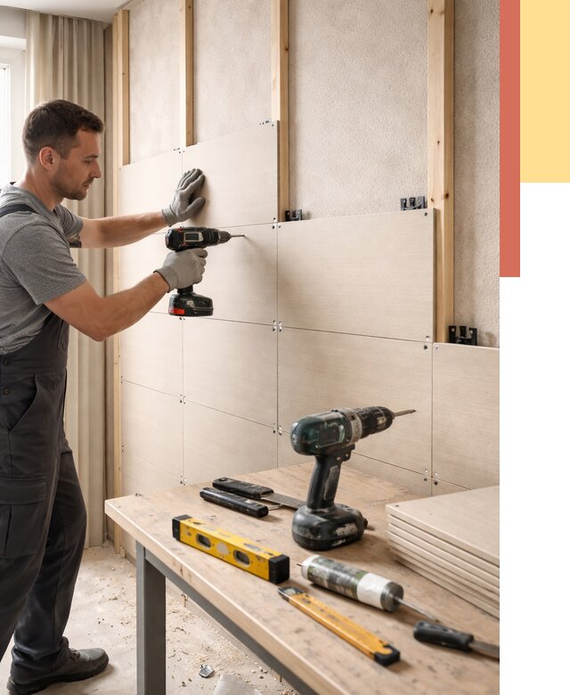 Монтаж МДФ панелей на стены в Рассказово от 1277 руб. под ключ | ОТДЕЛОЧНИК-Рсз