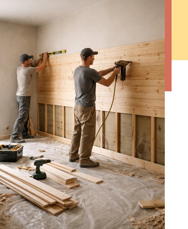 Монтаж деревянной вагонки на стены в Рассказово от 7661 руб. | Услуги монтажа вагонки | ОТДЕЛОЧНИК-Рсз