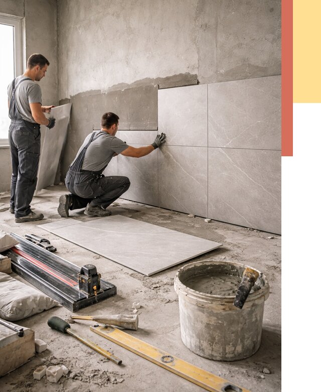 Облицовка стен керамогранитом в Рассказово от 4290 руб./м² — услуги под ключ | ОТДЕЛОЧНИК-Рсз