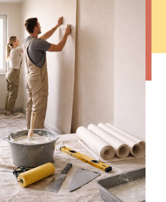 Поклейка бумажных обоев в Рассказово от 5618 руб./м2 — быстро и недорого | ОТДЕЛОЧНИК-Рсз