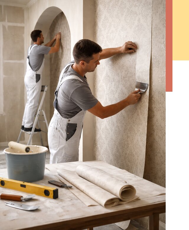 Поклейка обоев на сложные стены в Рассказово от 2860 руб. под ключ | ОТДЕЛОЧНИК-Рсз