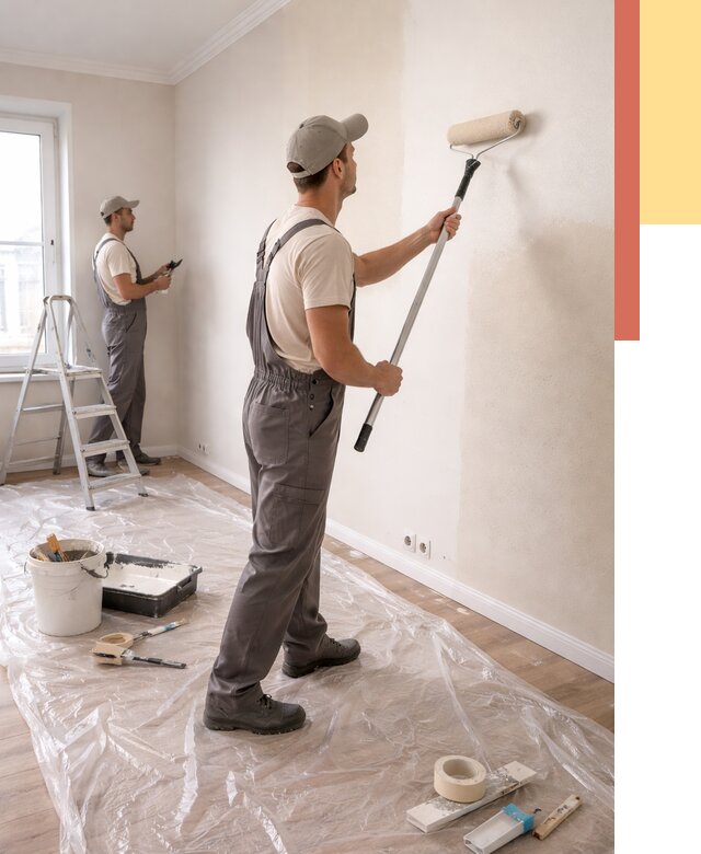 Покраска стен акриловой краской в Рассказово от 3575 руб./м² — быстро и недорого | ОТДЕЛОЧНИК-Рсз