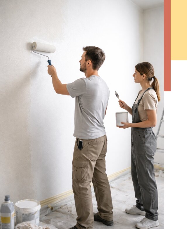 Окраска стен по стеклохолсту в Рассказово от 4597 руб/м² под ключ | ОТДЕЛОЧНИК-Рсз