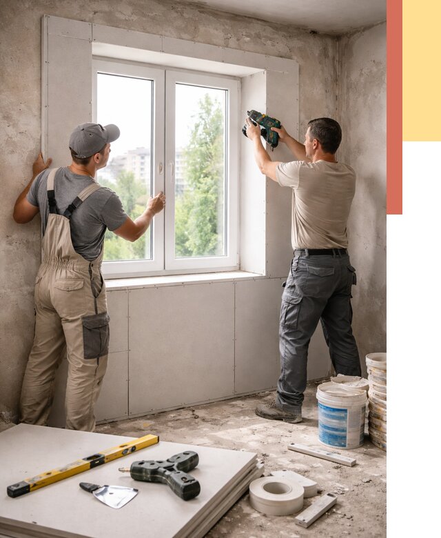 Монтаж откосов из гипсокартона в Рассказово от 4597 руб. под ключ | ОТДЕЛОЧНИК-Рсз