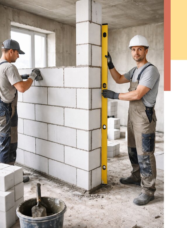 Кладка перегородок из пеноблока в Рассказово от 1839 руб. под ключ | ОТДЕЛОЧНИК-Рсз