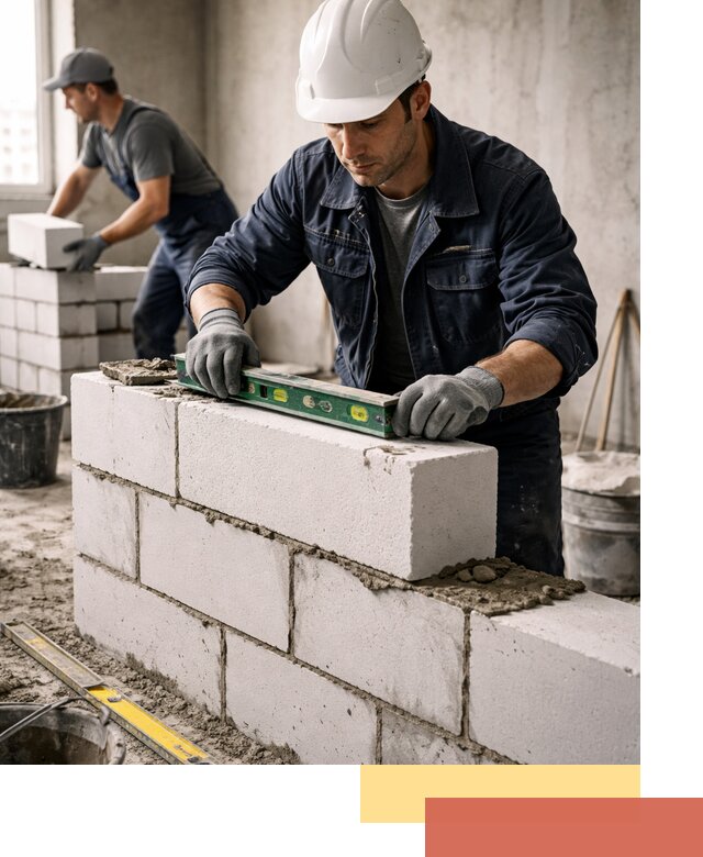 Кладка перегородок из пеноблока под ключ в Рассказово