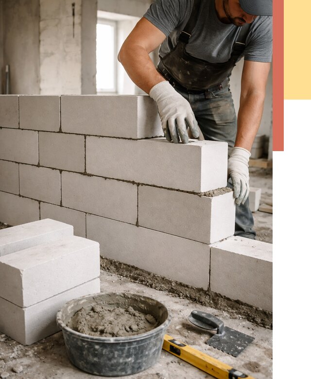 Кладка перегородок из силикатного блока в Рассказово от 4086 руб. под ключ | ОТДЕЛОЧНИК-Рсз