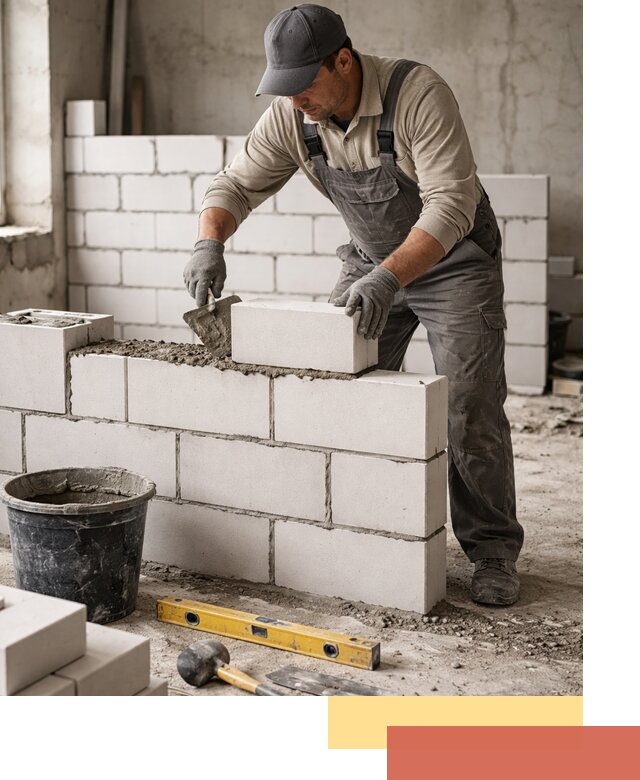 Кладка перегородок из силикатного блока в Рассказово