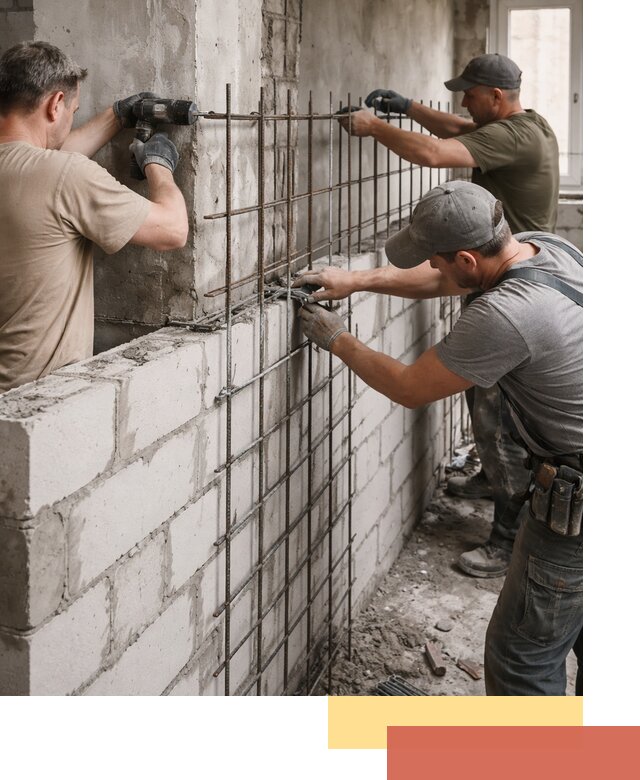 Армирование кладки перегородок в Рассказово профессионально и надёжно
