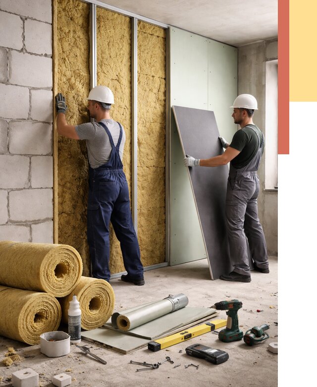 Шумоизоляция перегородок из блоков в Рассказово от 1890 руб./м² — быстро и недорого | ОТДЕЛОЧНИК-Рсз