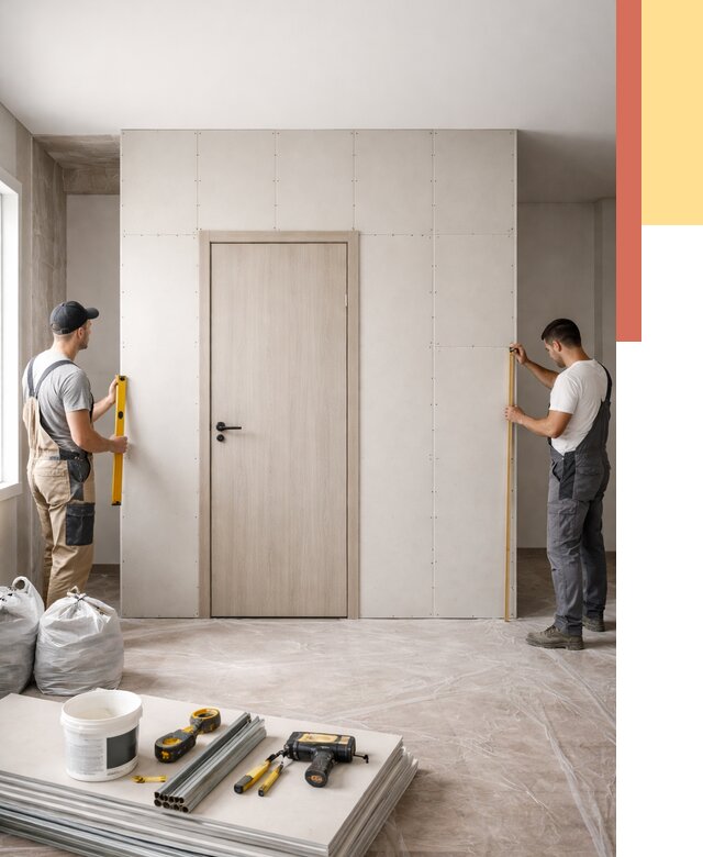 Перегородка из гипсокартона с дверью в Рассказово от 4597 руб. под ключ | ОТДЕЛОЧНИК-Рсз