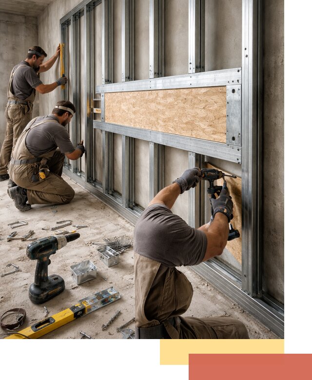 Усиленная перегородка для крепления тяжёлых конструкций в Рассказово