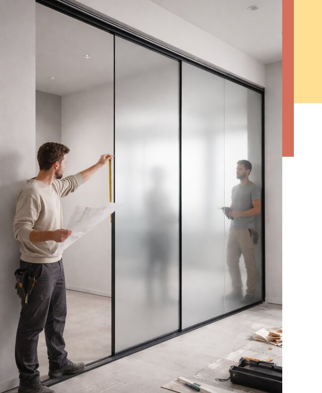 Матовые стеклянные перегородки в Рассказово от 8683 руб. — монтаж и установка | ОТДЕЛОЧНИК-Рсз