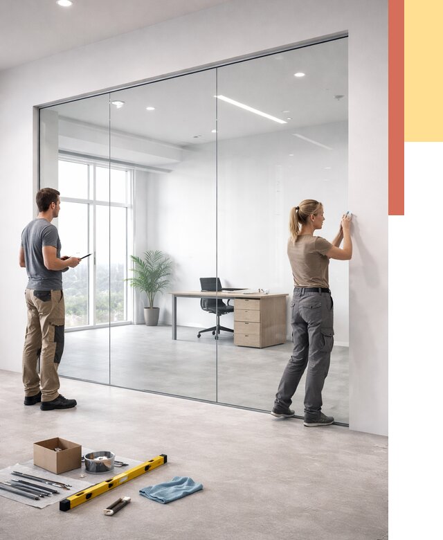 Перегородки из закаленного стекла в Рассказово от 9704 руб. под ключ | ОТДЕЛОЧНИК-Рсз