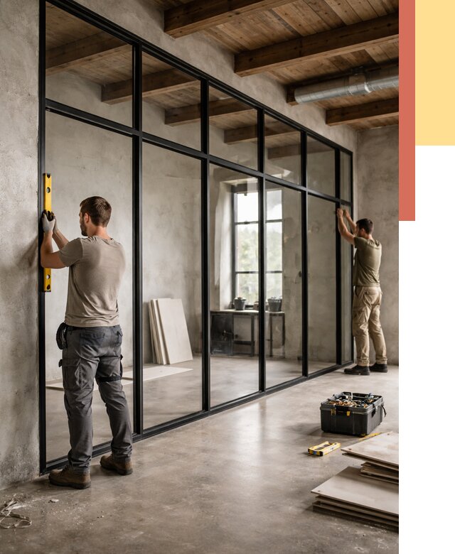 Стеклянные перегородки лофт в Рассказово от 10726 руб. под ключ | ОТДЕЛОЧНИК-Рсз