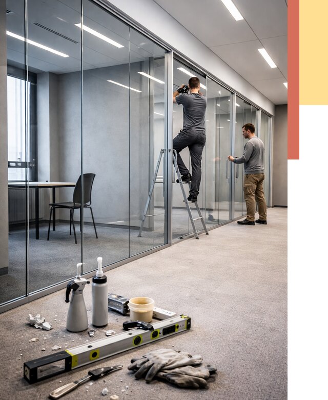 Стеклянные офисные перегородки в Рассказово от 8683 руб. — монтаж и установка | ОТДЕЛОЧНИК-Рсз