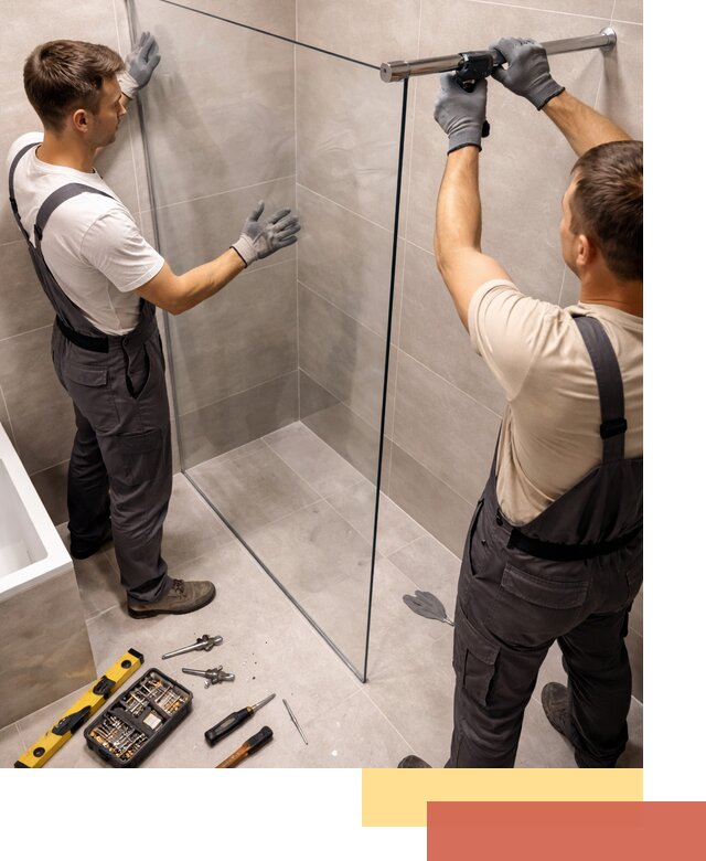 Стеклянные перегородки для душа в Рассказово — изготовление и монтаж