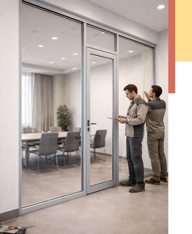 Установка и монтаж алюминиевых перегородок со стеклом в Рассказово от 8376 руб. | ОТДЕЛОЧНИК-Рсз