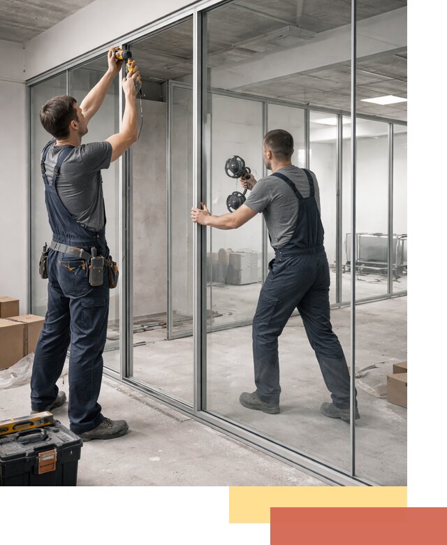 Алюминиевые перегородки со стеклом в Рассказово — изготовление и монтаж