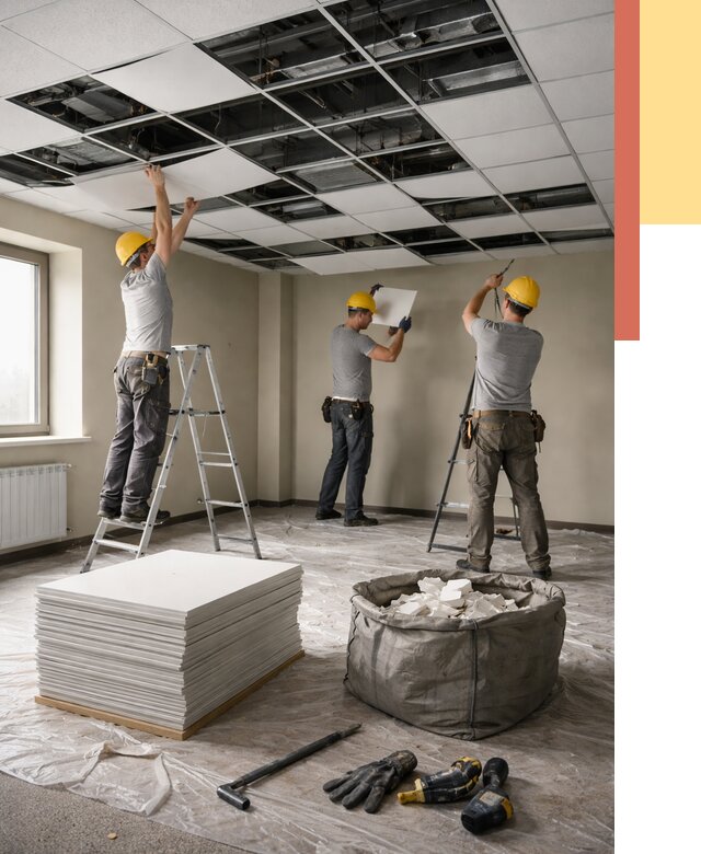 Демонтаж потолка Армстронг в Рассказово от 4597 руб. быстро и недорого | ОТДЕЛОЧНИК-Рсз