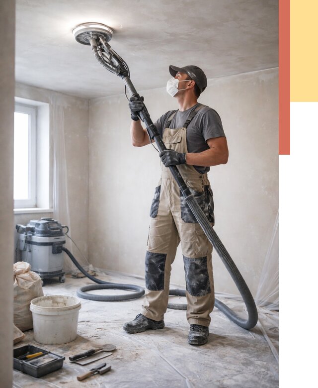 Шлифовка потолка в Рассказово от 3575 руб. — услуги шлифования потолка | ОТДЕЛОЧНИК-Рсз