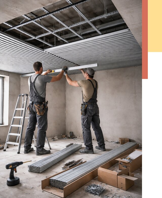 Монтаж реечного потолка в Рассказово от 4597 руб. под ключ | ОТДЕЛОЧНИК-Рсз