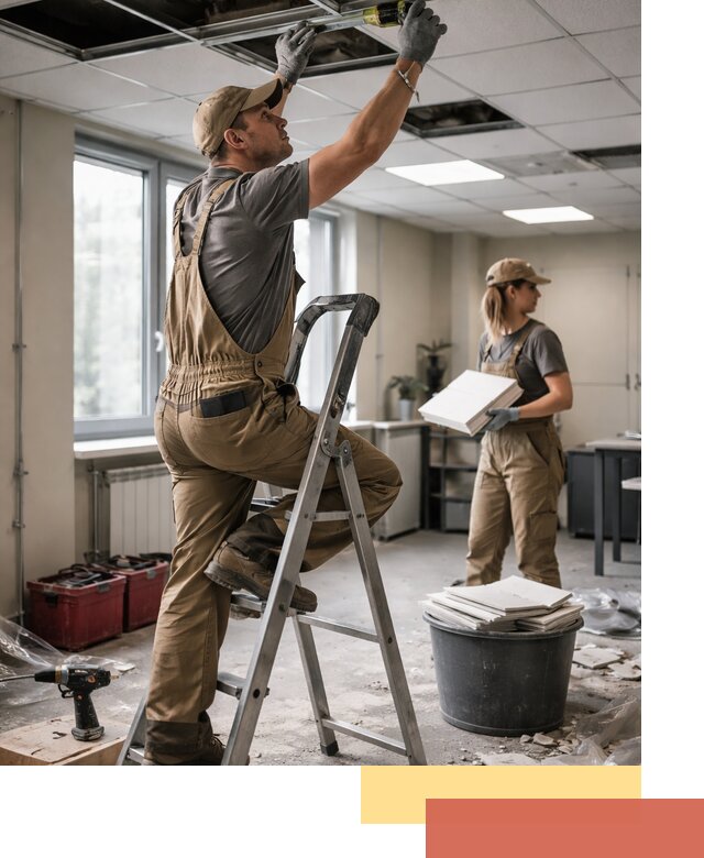 Ремонт потолка Армстронг и замена плит в Рассказово