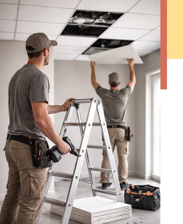 Обслуживание подвесного потолка в Рассказово от 3575 руб. — быстро и недорого | ОТДЕЛОЧНИК-Рсз