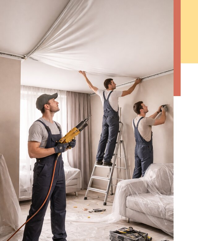 Установка натяжного потолка в Рассказово от 4597 руб. | Быстро и недорого — ОТДЕЛОЧНИК-Рсз