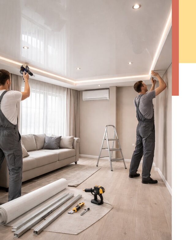 Монтаж глянцевого натяжного потолка в Рассказово от 766 руб. под ключ | ОТДЕЛОЧНИК-Рсз