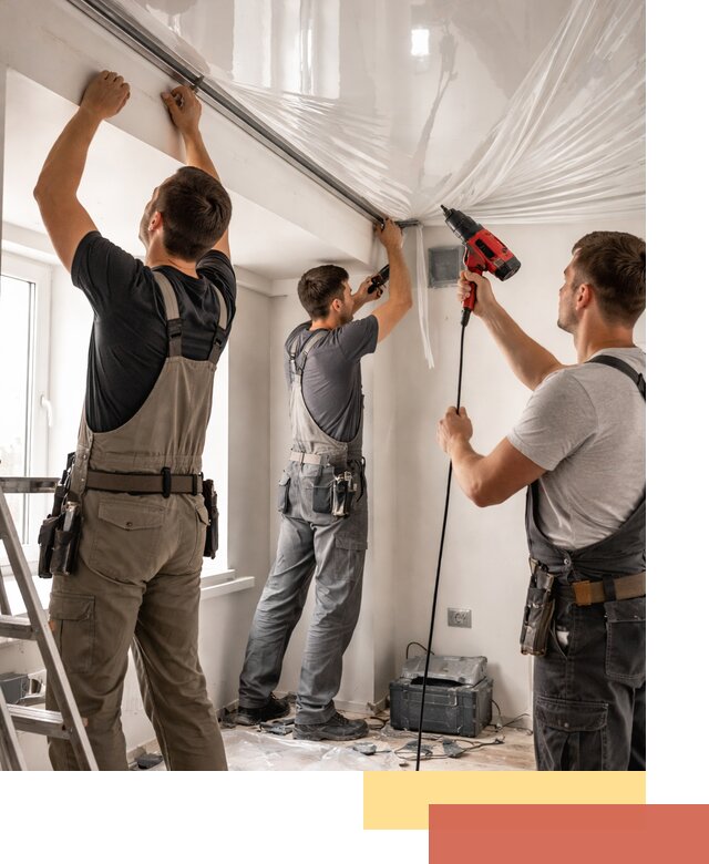 Монтаж глянцевого натяжного потолка в Рассказово быстро и качественно