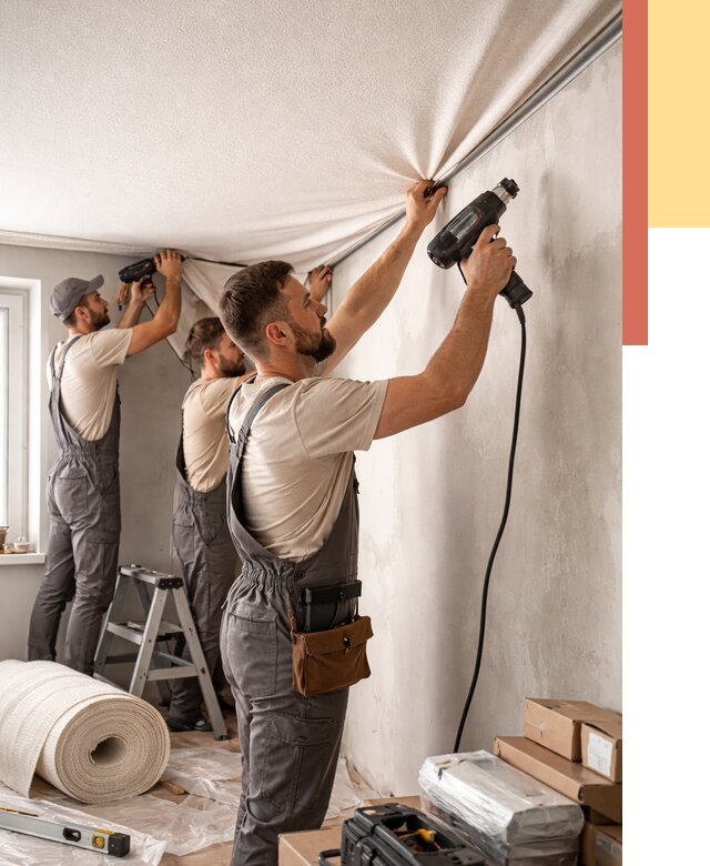 Монтаж фактурного натяжного потолка в Рассказово от 766 руб. — ОТДЕЛОЧНИК-Рсз