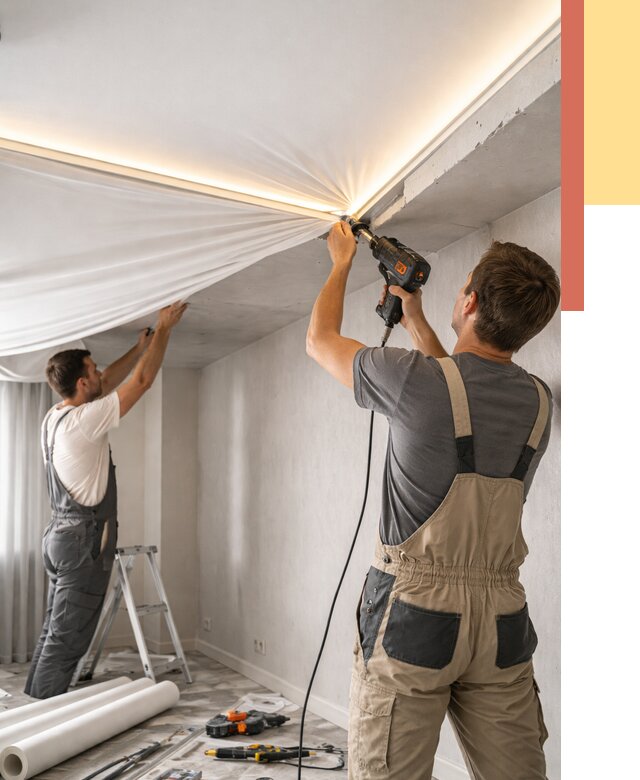 Монтаж натяжного потолка с подсветкой в Рассказово от 970 руб. | ОТДЕЛОЧНИК-Рсз