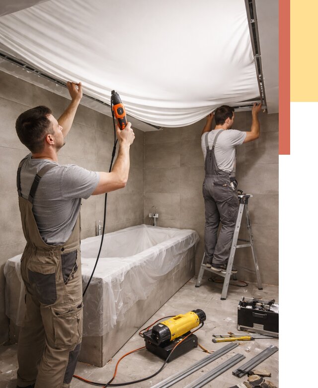 Монтаж натяжного потолка в ванной в Рассказово от 1226 руб. под ключ | ОТДЕЛОЧНИК-Рсз