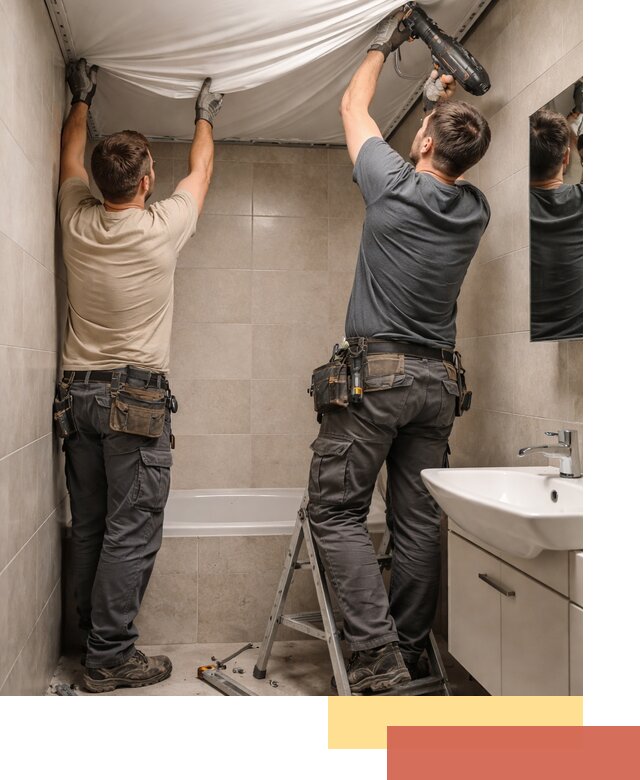 Монтаж натяжного потолка в ванной в Рассказово быстро и качественно