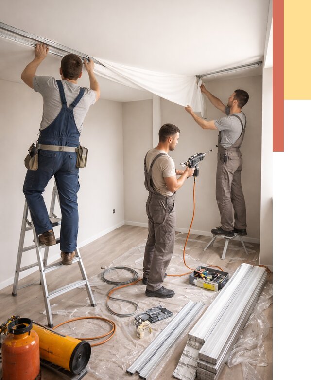 Монтаж натяжного потолка в студии в Рассказово от 5618 руб. — быстро и недорого | ОТДЕЛОЧНИК-Рсз