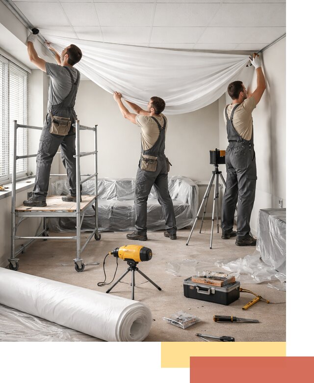 Монтаж натяжного потолка в офисе в Рассказово