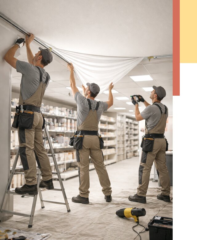 Монтаж натяжного потолка в магазине в Рассказово от 4597 руб. быстро и недорого | ОТДЕЛОЧНИК-Рсз