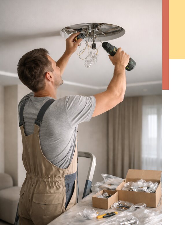 Установка люстры в натяжной потолок в Рассказово от 1226 руб. | Быстро и недорого — ОТДЕЛОЧНИК-Рсз