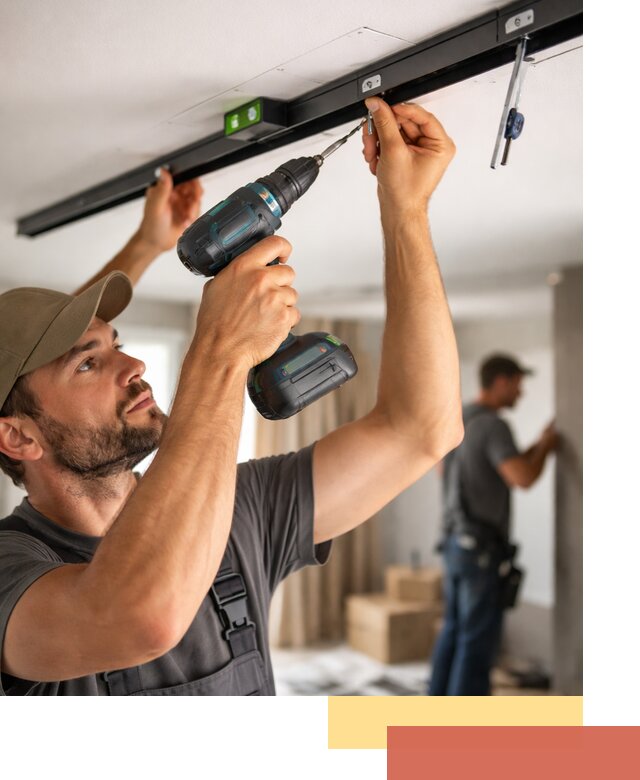 Установка трековых светильников в натяжной потолок в Рассказово