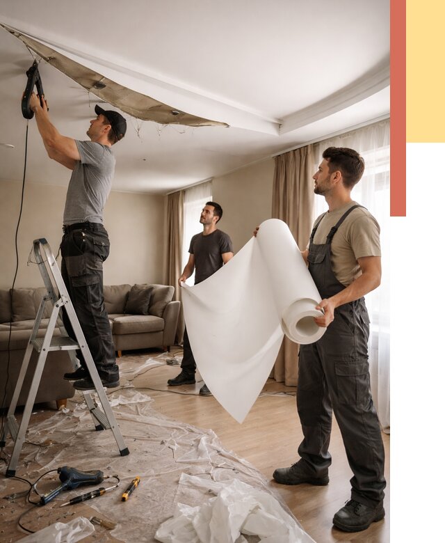 Замена полотна натяжного потолка в Рассказово от 9704 руб. быстро и недорого | ОТДЕЛОЧНИК-Рсз