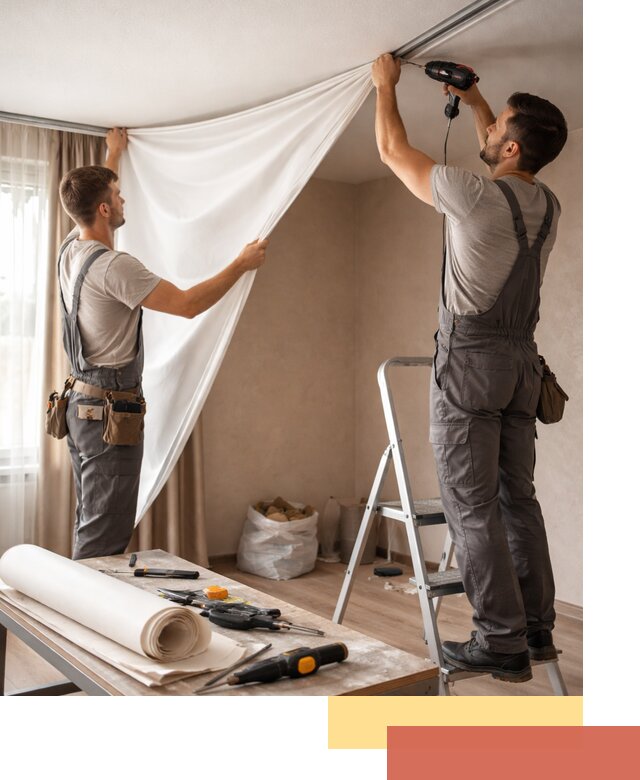 Замена полотна натяжного потолка в Рассказово быстро и качественно