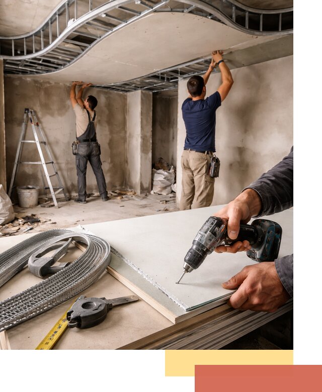 Криволинейный потолок из гипсокартона в Рассказово — монтаж и отделка